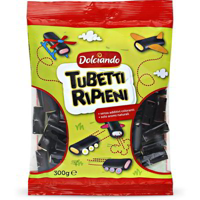 Caramelle tubetti di liquirizia ripieni