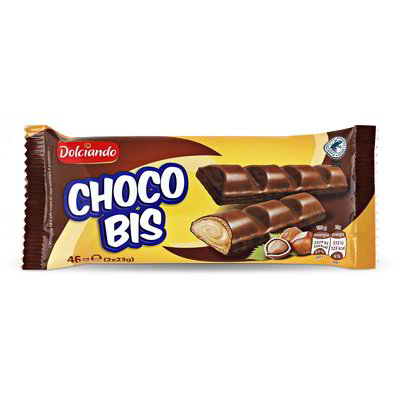 Snack choco bis con wafer e crema di latte e nocciole