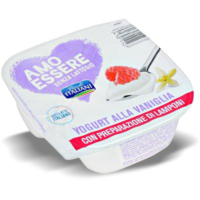 Yogurt alla vaniglia con lamponi senza lattosio