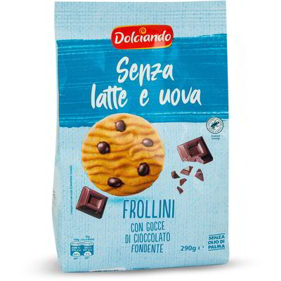Biscotti frollini con gocce di cioccolato fondente senza latte e uova