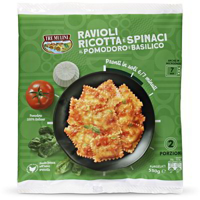 Ravioli con ricotta e spinaci al pomodoro e basilico surgelati