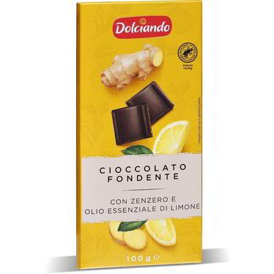 Tavoletta cioccolato fondente con zenzero e olio essenziale di limone