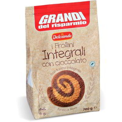 Biscotti frollini integrali con cioccolato