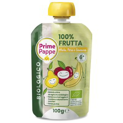 Purea di frutta mela, pera e banana Bio