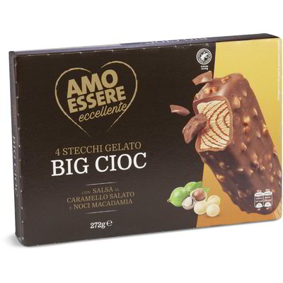 Gelati Big Cioc con salsa al caramello salato e noci Macadamia