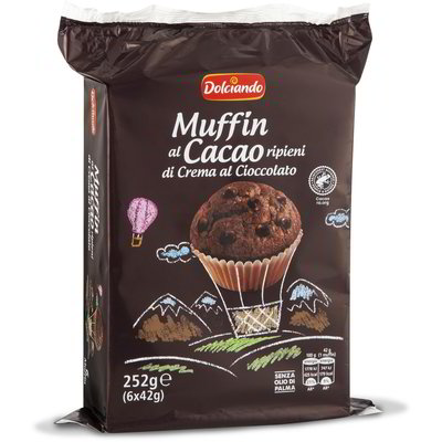 Muffin al cacao ripieni di crema al cioccolato