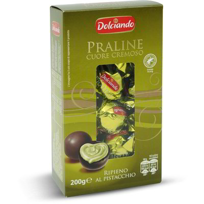 Praline con ripieno cremoso al pistacchio