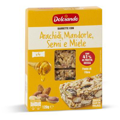 Barrette di frutta secca con arachidi, mandorle, semi e miele