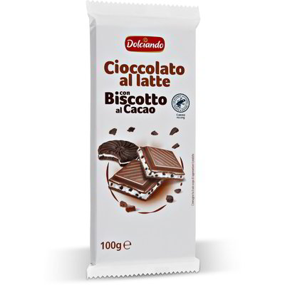 Cioccolato al latte con biscotto al cacao