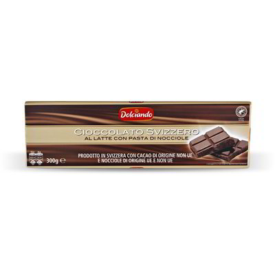 Cioccolato svizzero al latte con pasta di nocciole