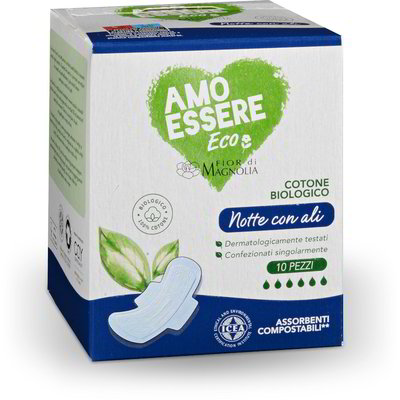Assorbenti notte con ali 100% cotone biologico