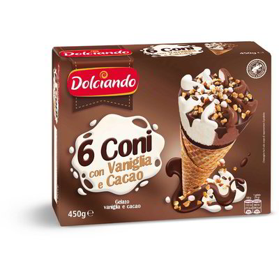 Coni gelato con vaniglia e cacao 6 pezzi