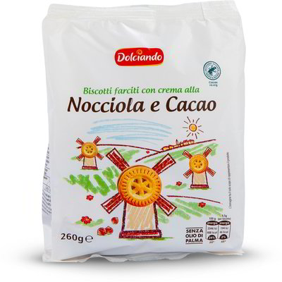 Biscotti farciti con crema alla nocciola e cacao