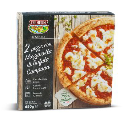 Pizze con "Mozzarella di Bufala Campana DOP" surgelate 2 pezzi