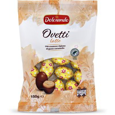 Ovetti di cioccolato al latte con cremoso ripieno al gusto caramello