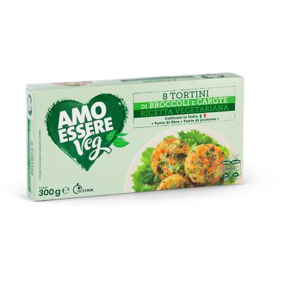Tortini broccoli e carote surgelati 8 pezzi