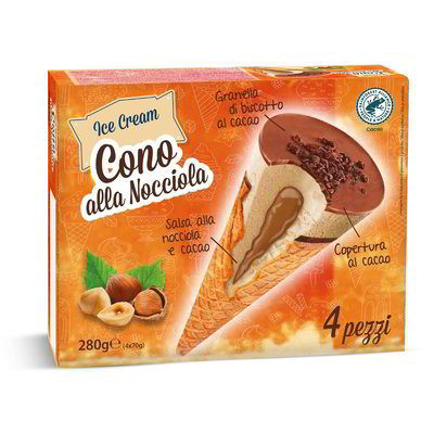 Cono gelato alla nocciola 4 pezzi