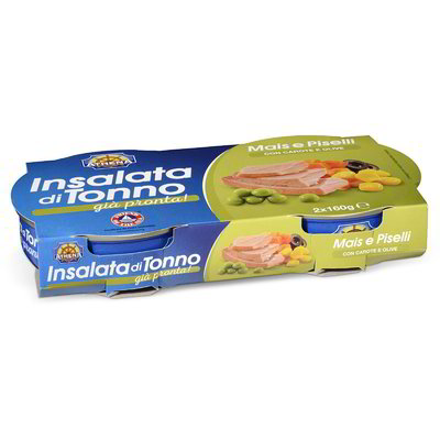 Insalata di tonno con mais e piselli
