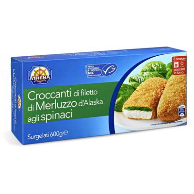 Filetti di merluzzo croccanti agli spinaci surgelati