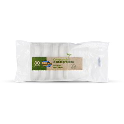 Bicchieri di plastica compostabile 80 pezzi 200 cc