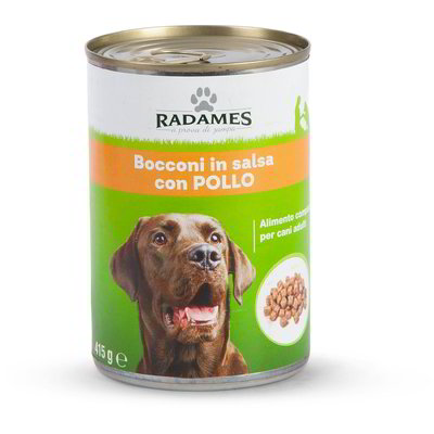 Bocconi in salsa con pollo per cani