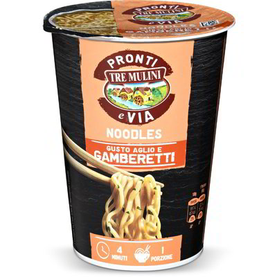 Noodles gusto aglio e gamberetti