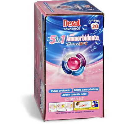 Detersivo lavatrice capsule monodosi 5in1 con ammorbidente 20 pezzi