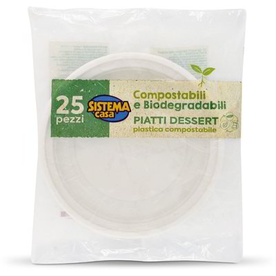 Piatti dessert compostabili e biodegradabili 25 pezzi