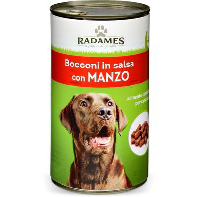 Bocconi in salsa con manzo per cani