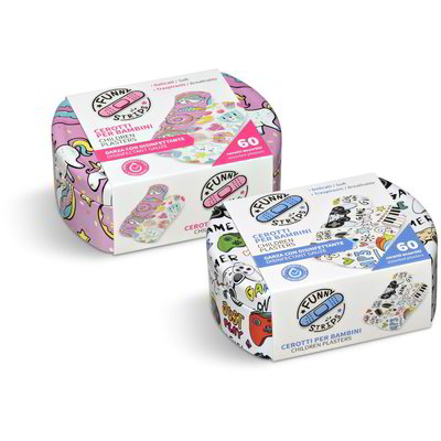 Cerotti per bambini in scatola metallo 60 pezzi