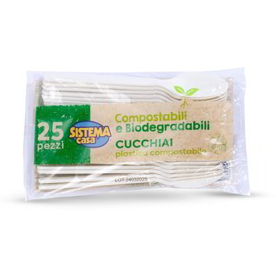 Cucchiai in plastica compostabile 25 pezzi