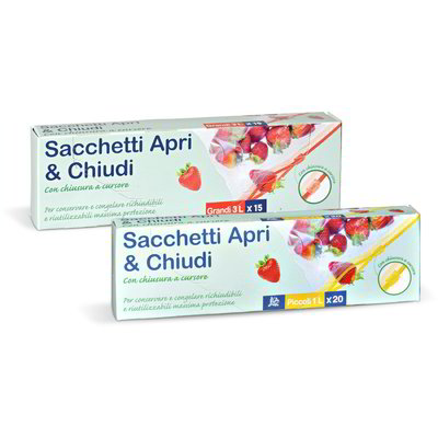 Sacchetti apri e chiudi con chiusura a cursore