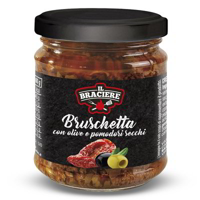 Condimento per bruschetta con olive e pomodori secchi