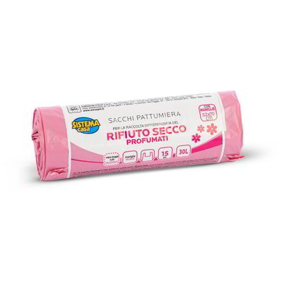 Sacchi spazzatura profumati rosa per rifiuto secco 15 pezzi