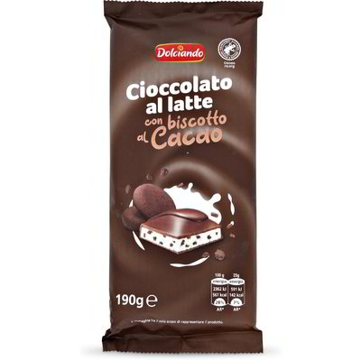 Cioccolato al latte con biscotto al cacao