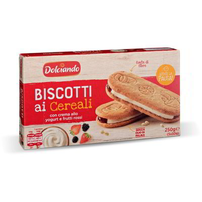 Biscotti ai cereali con crema allo yogurt e frutti rossi
