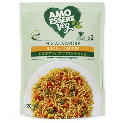 Riso al curry con mix verdure al vapore