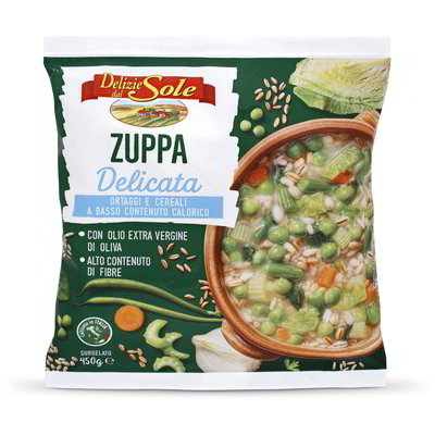 Zuppa delicata di ortaggi e cereali surgelata