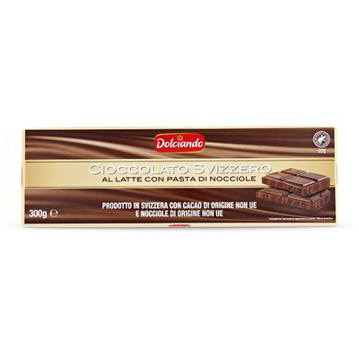 Cioccolato svizzero al latte con pasta di nocciole