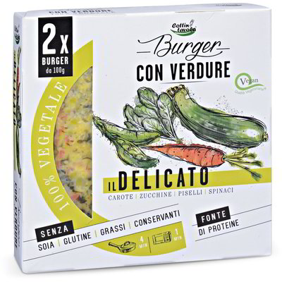 Burger con carote, zucchine, piselli e spinaci