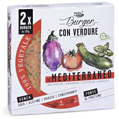 Burger con melanzane, pomodori, zucchine e basilico