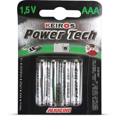 Pile ministilo keiros power tech alkaline AAA 1,5 V 4 pezzi