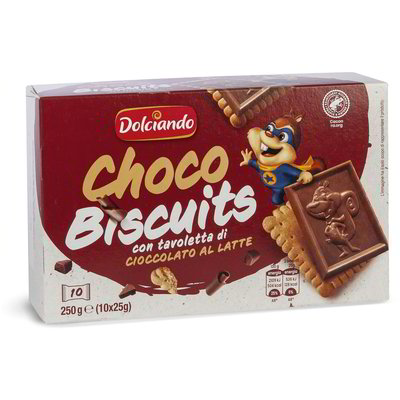 Biscotti snack con tavoletta di cioccolato al latte