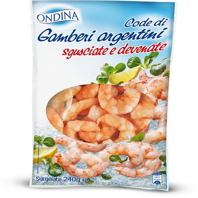 Code di gamberi argentini sgusciate e devenate surgelate