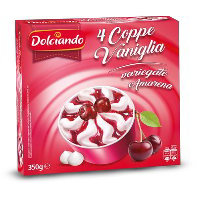 Coppe gelato alla vaniglia variegate all'amarena 4 pezzi