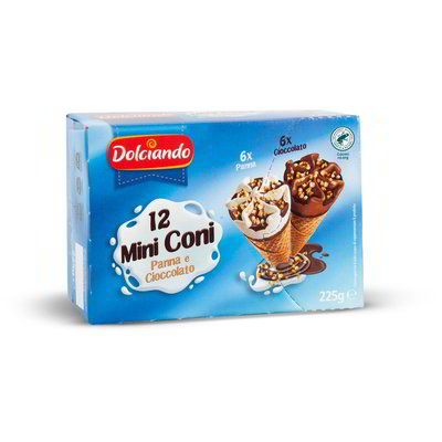 Mini coni gelato panna e cioccolato 12 pezzi