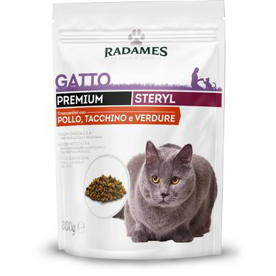 Croccantini Premium per gatti sterilizzati con pollo, tacchino e verdure