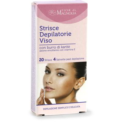Strisce depilatorie viso con burro di karitè 20 pezzi