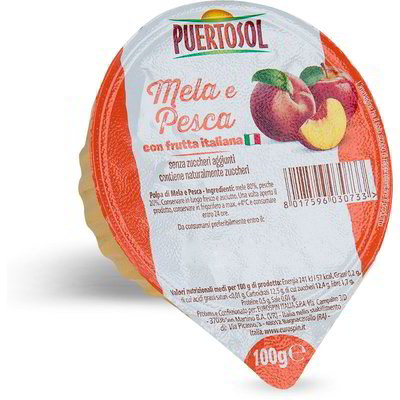 Polpa di frutta gusto mela e pesca