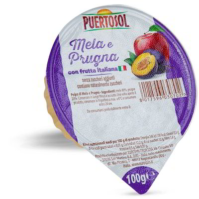Polpa di frutta gusto mela e prugna